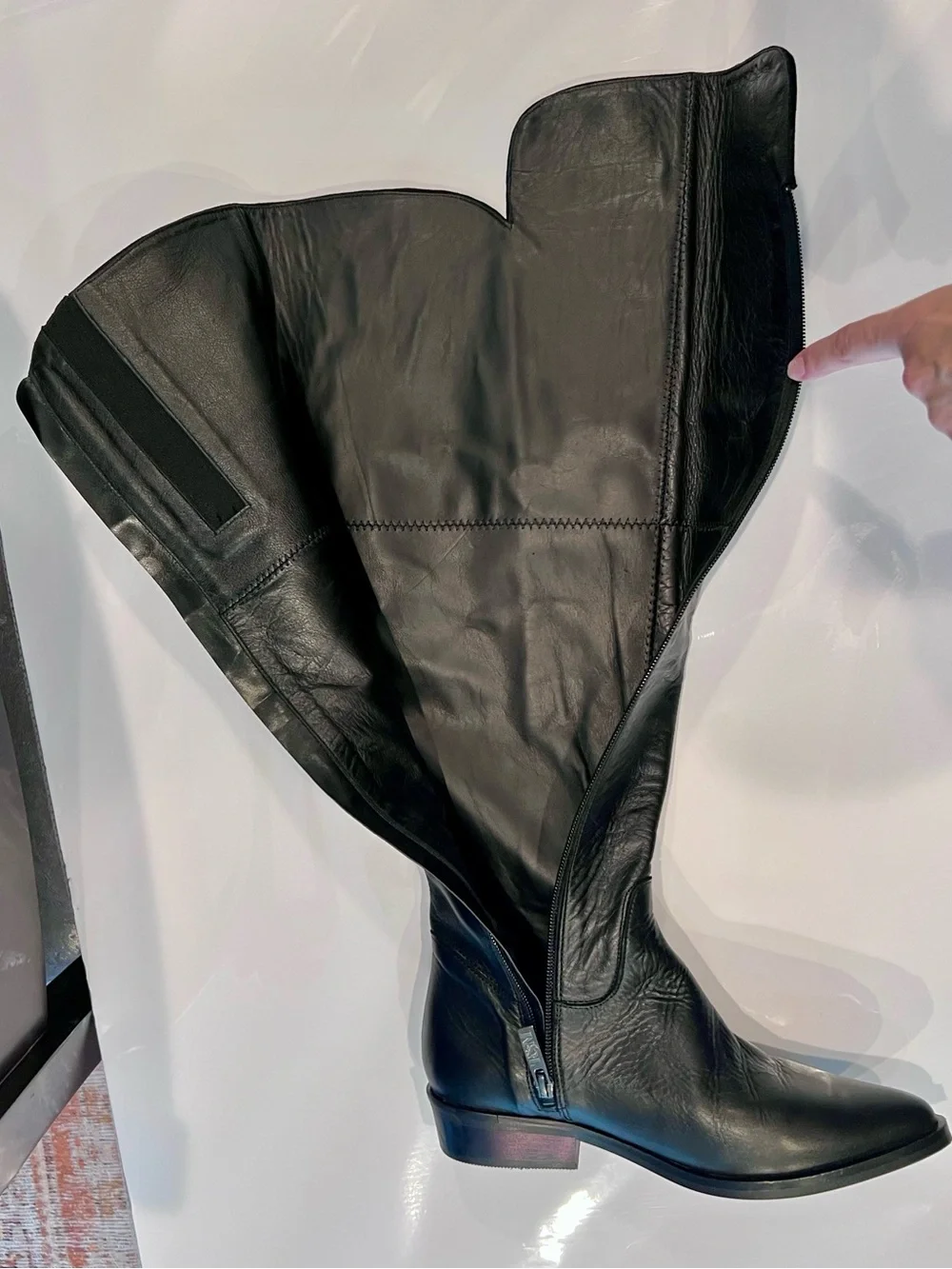 NWT Ted&Muffy Black Leather Over-the-Knee Wide Calf Riding Boots